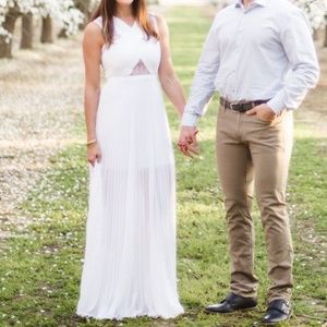 BCBG White Lace Long Gown